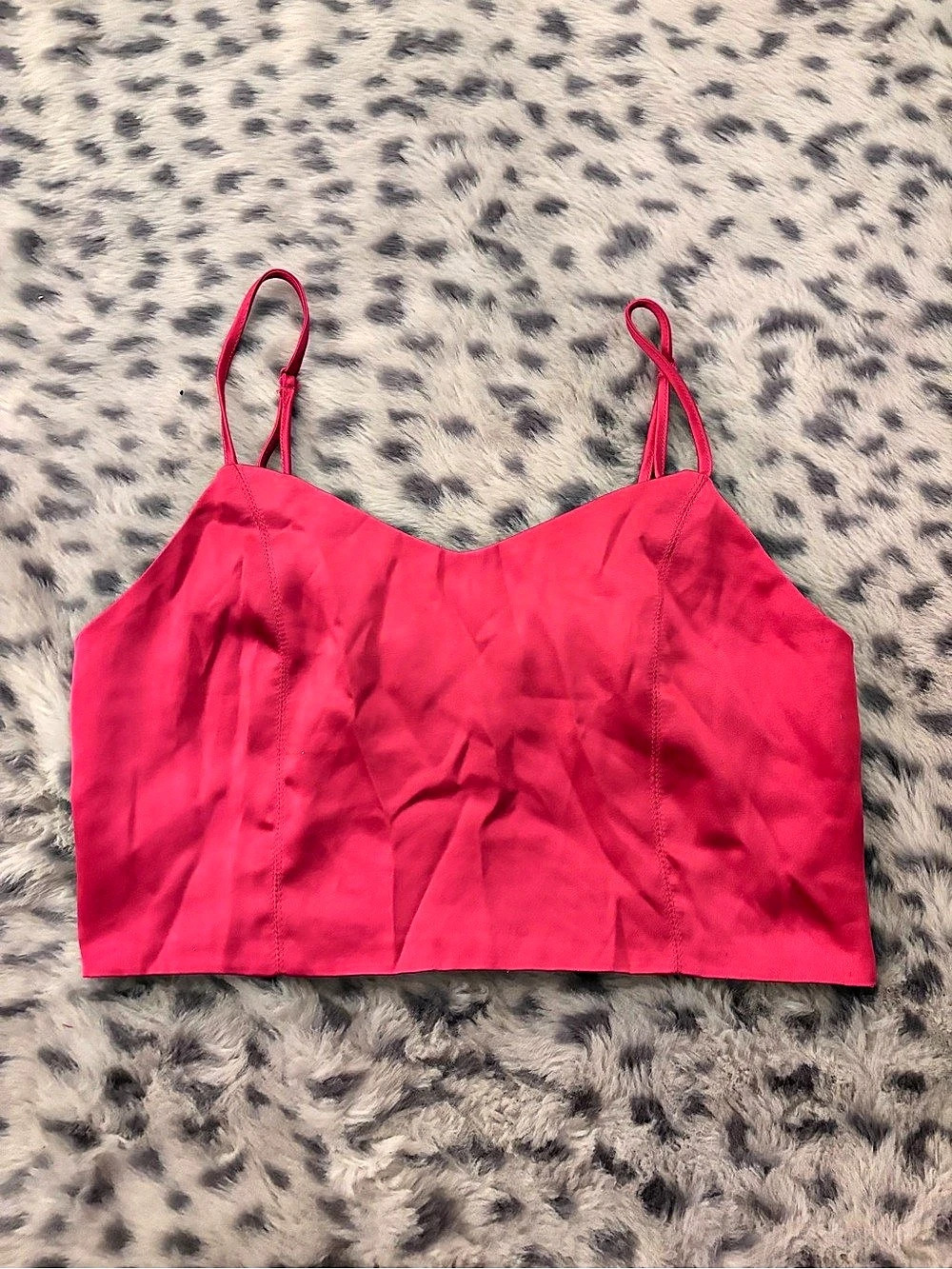 House of Harlow Pink Satin-Look Crop Cami Size Medium